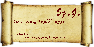 Szarvasy Gyöngyi névjegykártya